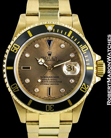 ROLEX SUBMARINER 16618 18K GOLD SERTI DIAL AUTOMATIC BOX PAPERS