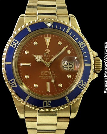 ROLEX 1680 18K SUBMARINER TROPICAL COLOR CHANGE PATENT PENDING BOX & PAPERS