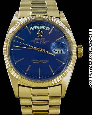 ROLEX VINTAGE DAY DATE PRESIDENT 1803 18K BLUE DIAL BOX PAPERS 1971