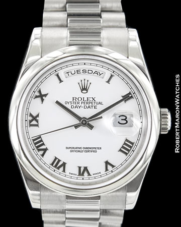 ROLEX DAY DATE PRESIDENT 118209 18K WHITE GOLD AUTOMATIC NEW CLASP