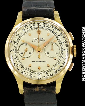 ROLEX VINTAGE CHRONOGRAPH 3834R 18K NEW OLD STOCK 1940s