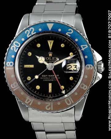 ROLEX VINTAGE GMT-MASTER STAINLESS STEEL GILT DIAL 1675