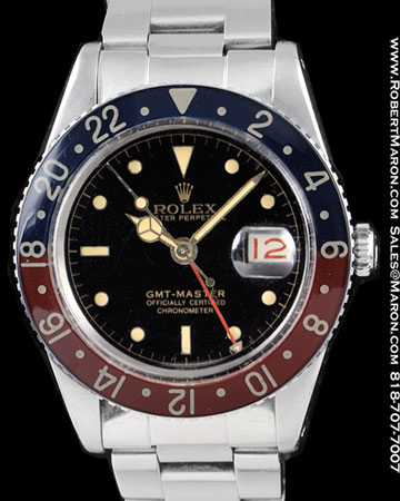 ROLEX VINTAGE GMT-MASTER STAINLESS STEEL GILT DIAL 6542