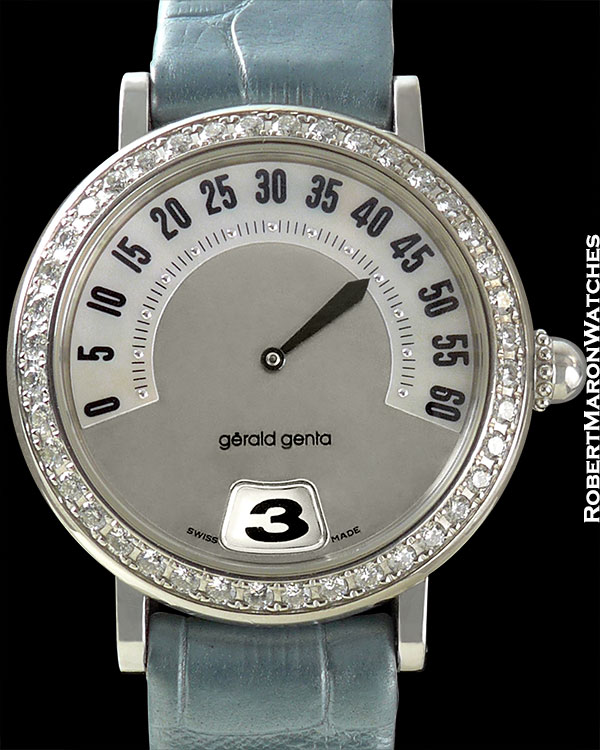 GERALD GENTA REF G3616 RETROGRADE DIAMOND BEZEL 18K WHITE GOLD 