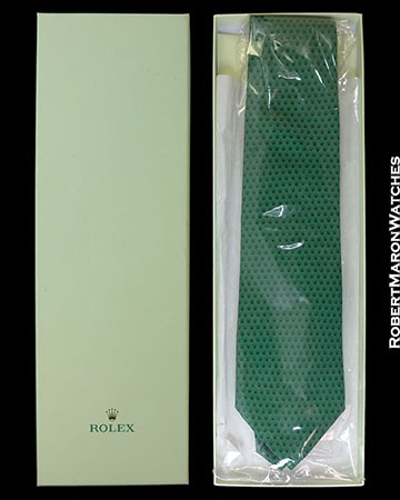 ROLEX NECK TIE 100% HAND MADE SILK GREEN NEW w/ ROLEX BOX