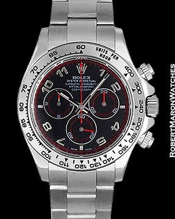 ROLEX DAYTONA 116509 18K WHITE GOLD BLACK/RED DIAL BOX PAPERS