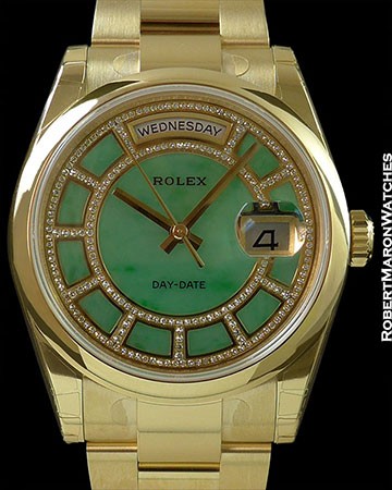 ROLEX CAROUSEL OF GREEN JADE DAY DATE PRESIDENT 118208 BRAND NEW BOX & PAPERS