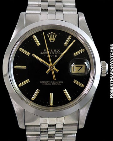 ROLEX OYSTER PERPETUAL DATE 15000 BLACK DIAL STEEL