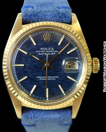 ROLEX DATEJUST 1601 18K BLUE BRICKS IN THE WALL DIAL