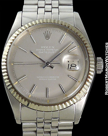 ROLEX DATEJUST 1601 GRAY GHOST DIAL STEEL & 18K WHITE GOLD