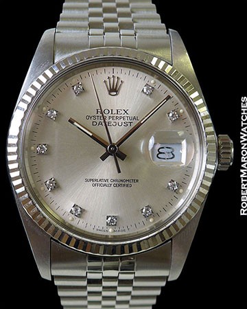 ROLEX 16014 DATEJUST QUICKSET STAINLESS AUTOMATIC DIAMOND MARKERS