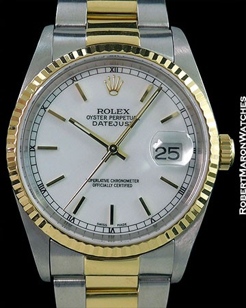 ROLEX 16233 DATEJUST 18K YG & STAINLESS STEEL AUTOMATIC FLUTED BEZEL