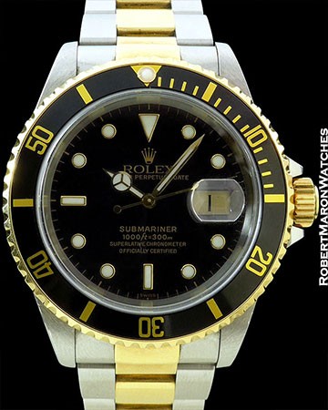 ROLEX 16613 18K/STAINLESS STEEL SUBMARINER BOX AND PAPERS