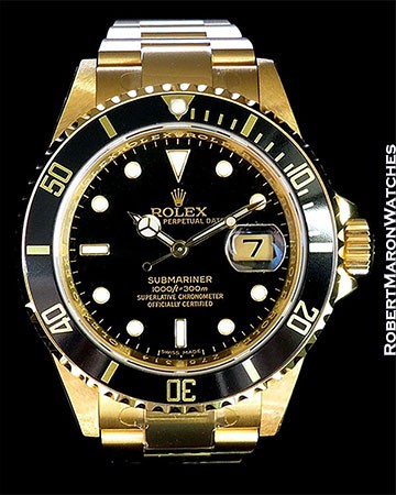 ROLEX SUBMARINER 16618 18K BLACK DIAL NEW BOX PAPERS