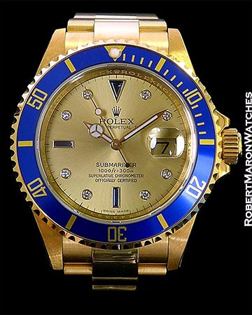 ROLEX SUBMARINER 16618 18K SERTI DIAL NEW BOX PAPERS