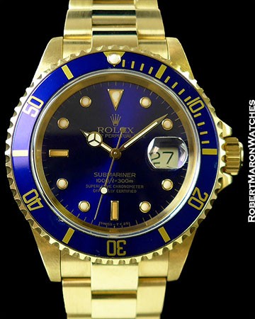 ROLEX SUBMARINER 16618 18K NEW OLD STOCK BOX & PAPERS