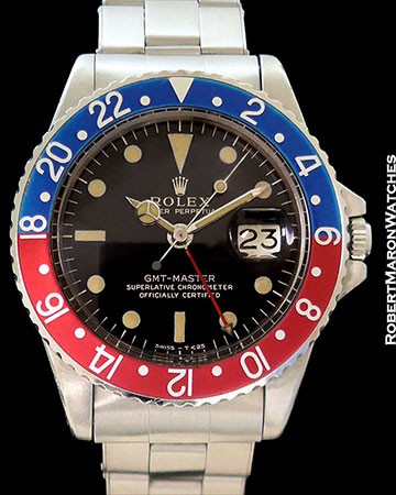 ROLEX 1675 GMT MASTER STAINLESS GILT DIAL BOX & PAPERS