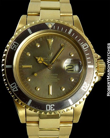 ROLEX SUBMARINER 1680 UNPOLISHED 18K DEEPLY TROPICAL w/ BOX & PAPERS