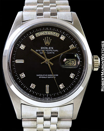 ROLEX 1802 DAY DATE PRESIDENT UNPOLISHED 18K WHITE GOLD BLACK DIAL 