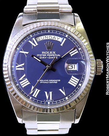 ROLEX 1803 DAY DATE PRESIDENT 18K WHITE GOLD BLUE BUCKLEY DIAL