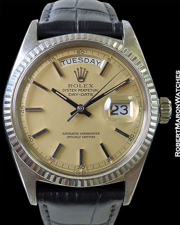 ROLEX 1803 DAY DATE PRESIDENT 18K IVORY DIAL BLACK HANDS & MARKERS