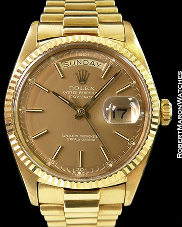 ROLEX 1803 DAY DATE PRESIDENT 18K TAUPE WHITE PRINT DIAL
