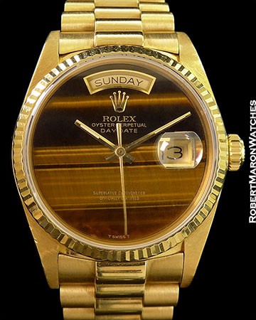 ROLEX 18038 DAY DATE PRESIDENT TIGER EYE 18K AUTOMATIC