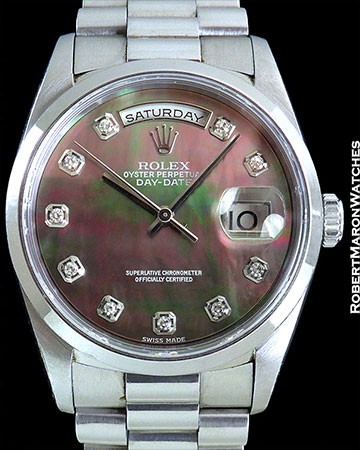 ROLEX 18206 DAY-DATE PLATINUM WITH TAHITIAN MOTHER OF PEARL DIAL