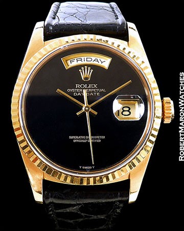 ROLEX 18238 OYSTER PERPETUAL DAY DATE ONYX DIAL BOX PAPERS