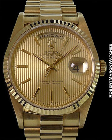 ROLEX 18238 DAY DATE PRESIDENT 18K TAPESTRY DIAL NEW BOX & PAPERS