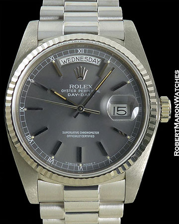 ROLEX DAY DATE PRESIDENT 18239 18K WHITE GOLD GRAY DIAL