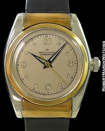ROLEX 2319 OYSTER PERPETUAL BUBBLEBACK 18K & STAINLESS HOODED LUGS