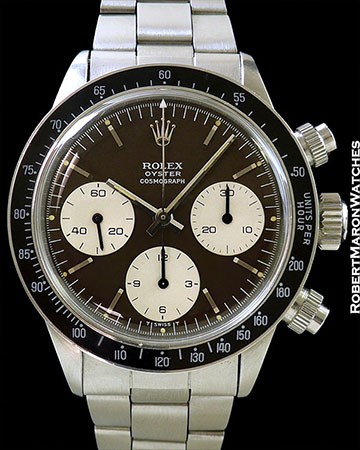 ROLEX TROPICAL 6263 BROWN DIAL DAYTONA STEEL BOX & PAPERS