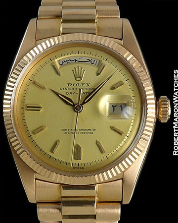 ROLEX 6611 DAY DATE ROSE GOLD WITH 18K DIAL ARAB DATES