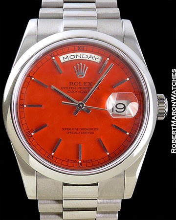 ROLEX 118039 DAY DATE WHITE GOLD RED STELLA DIAL