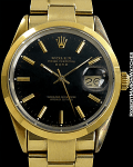 ROLEX REF 15505 OYSTER DATE GOLD SHELL BLACK DIAL NOS