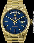 ROLEX VINTAGE DAY DATE PRESIDENT 1803 18K BLUE DIAL BOX PAPERS 1971