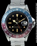 ROLEX GMT MASTER 1675 STEEL GILT RAIL DIAL POINTED CROWN GUARDS