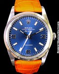 Rolex Airking 14000M SS No date Blue Arabic and Stick Dial 