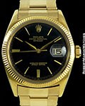 ROLEX DATEJUST EARLY 1601 18K BLACK DIAL